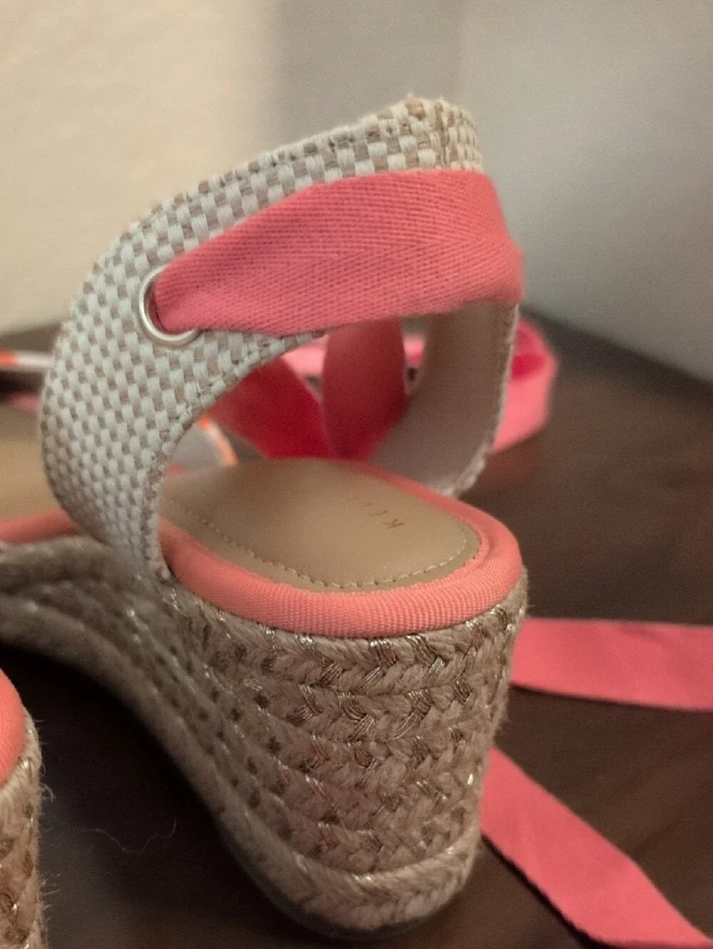 Floral Espadrille Wedges with Pink Ties
